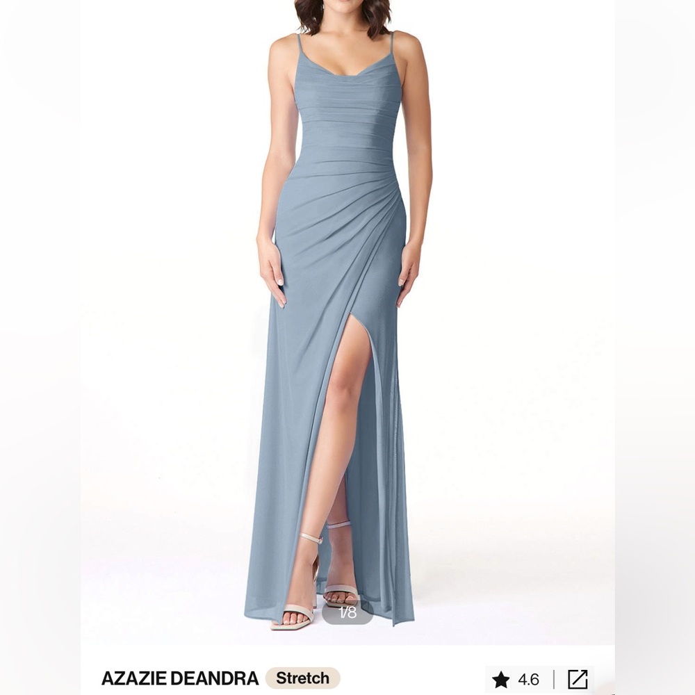 AZAZIE DEANDRA DUSTY BLUE DRESS
